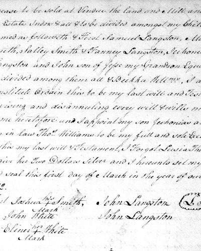 John Langston III Last Will & Testament Detail