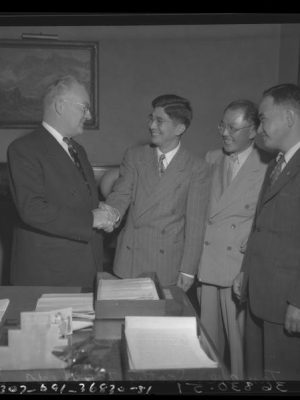Bowron meeting with Mike Masaoka — Densho Encylopedia